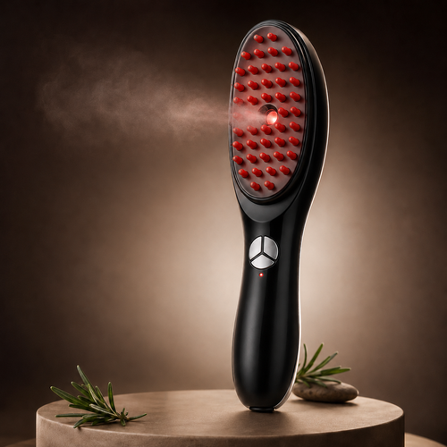 Cepillo Anti Caída Masajeador Eléctrico Portátil Con Luz Roja y Azul