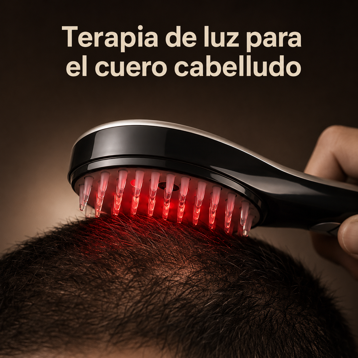 Cepillo Anti Caída Masajeador Eléctrico Portátil Con Luz Roja y Azul