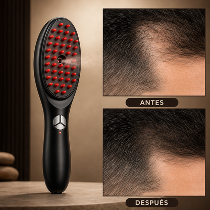 Cepillo Anti Caída Masajeador Eléctrico Portátil Con Luz Roja y Azul