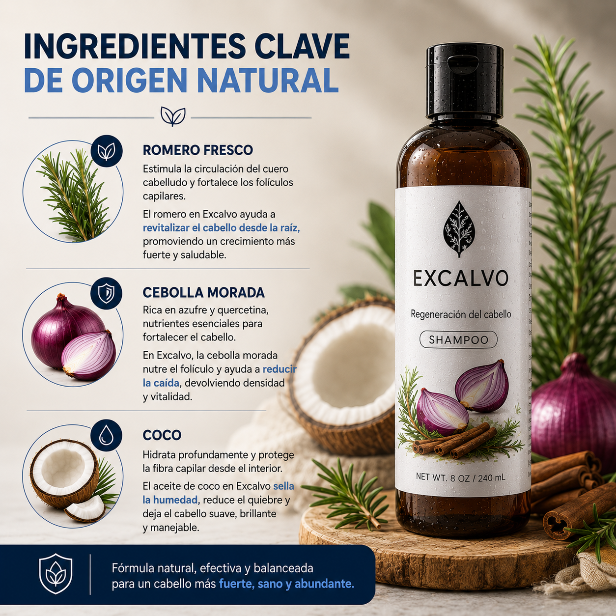 Excalvo Shampoo Clínico para el Crecimiento del Cabello