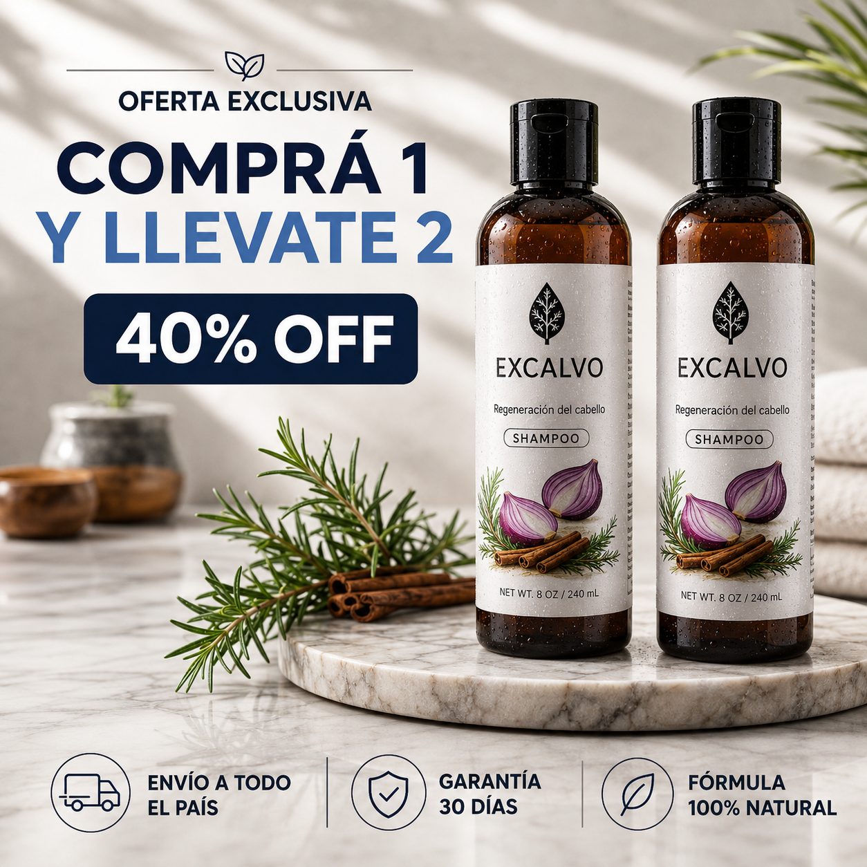 Excalvo Shampoo Clínico para el Crecimiento del Cabello