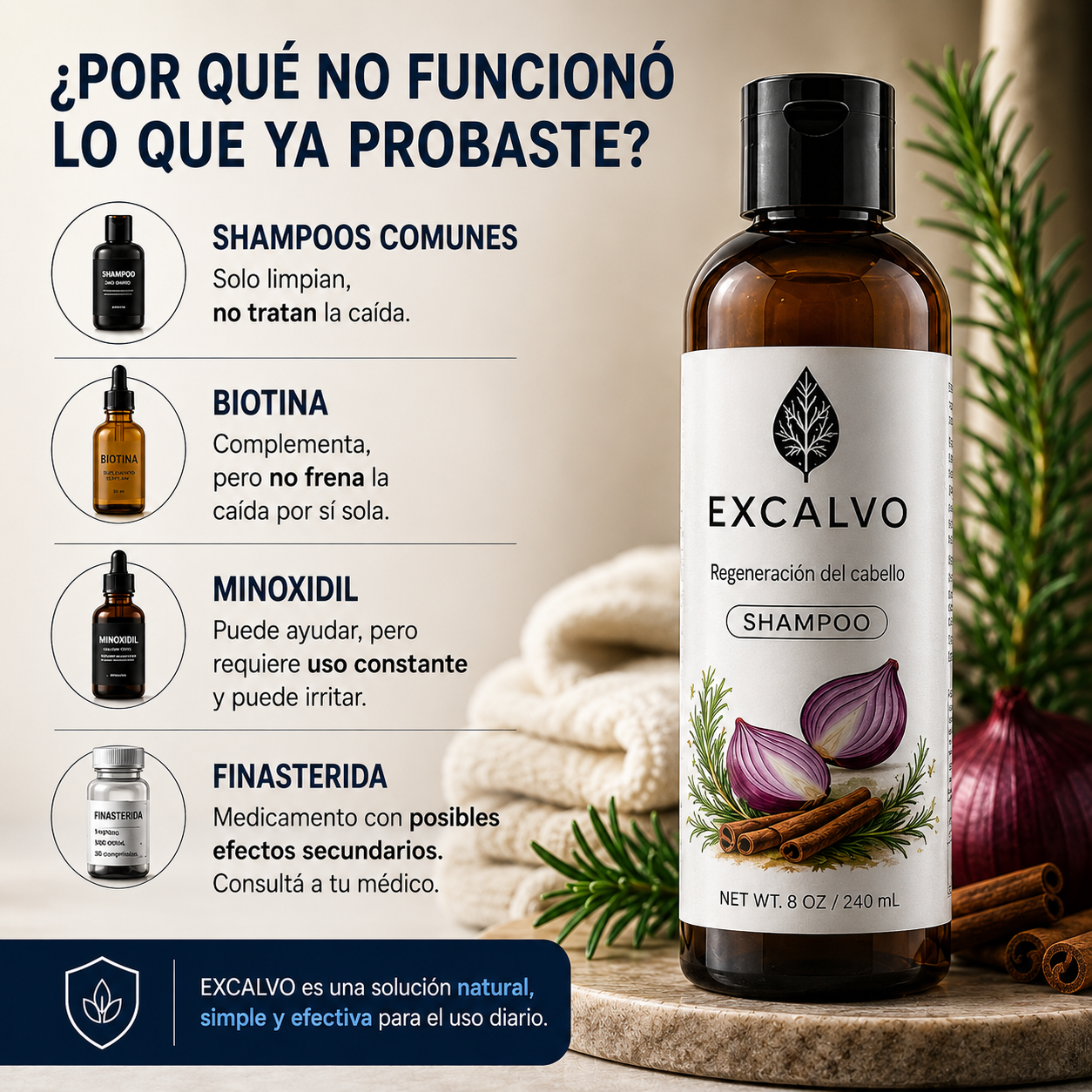 Excalvo Shampoo Clínico para el Crecimiento del Cabello